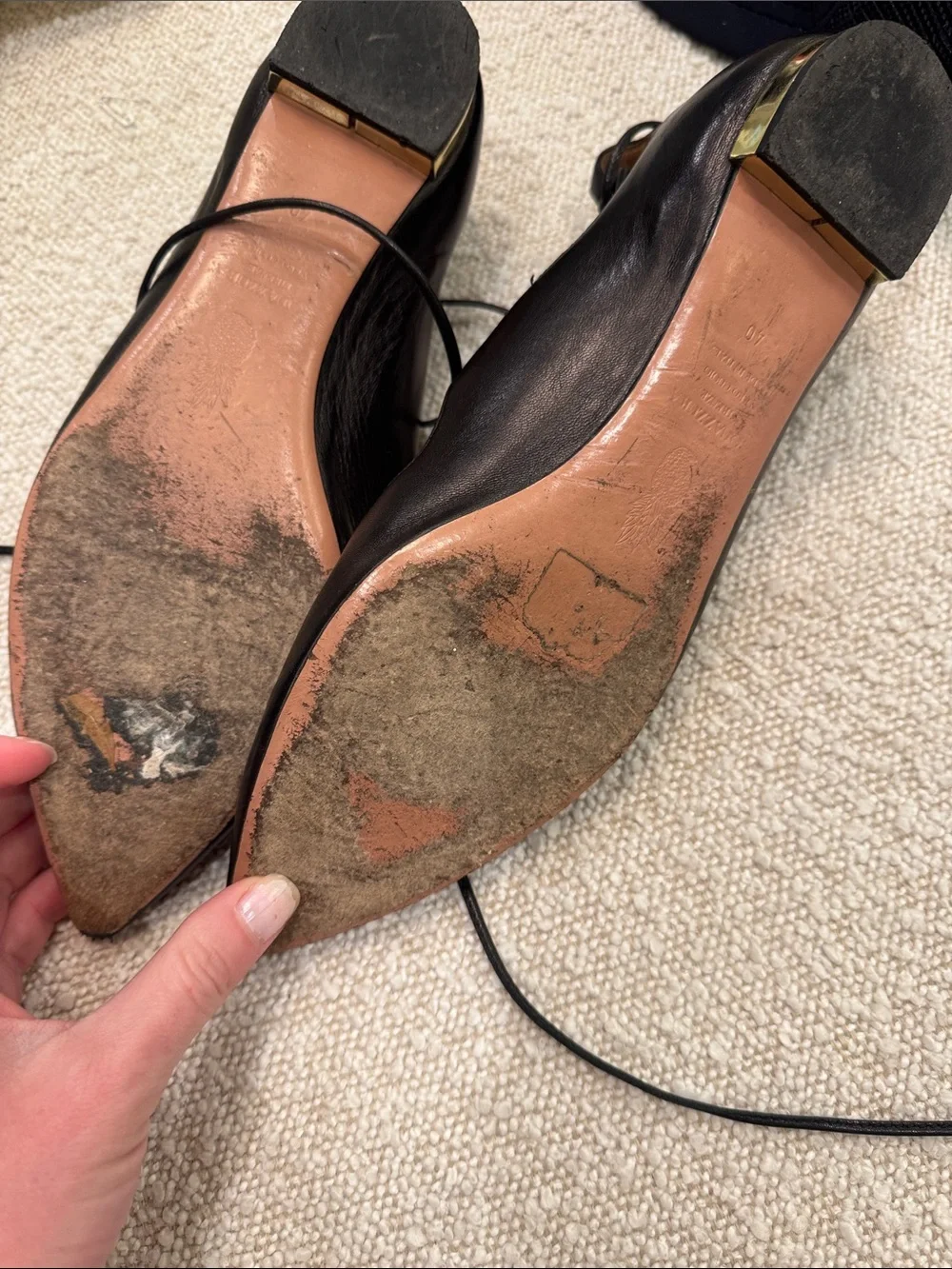 Aquazzura Lace-Up Pointed Toe Women's Flats